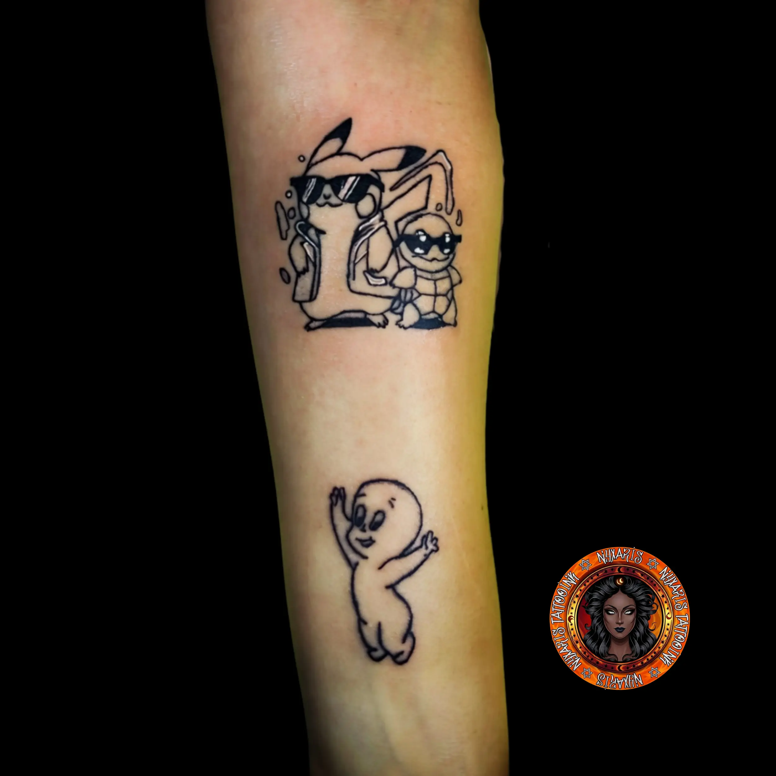 Minimal Pikachu&Casper Dövme Çalışması - Özel Yazı Tasarımı, Nyxaris Tattoo Ink İzmir